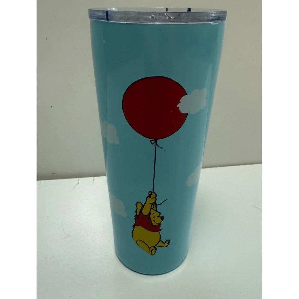 Disney Winnie the Pooh Red Balloon Blue Sky Tumbler Travel Cup with Lid